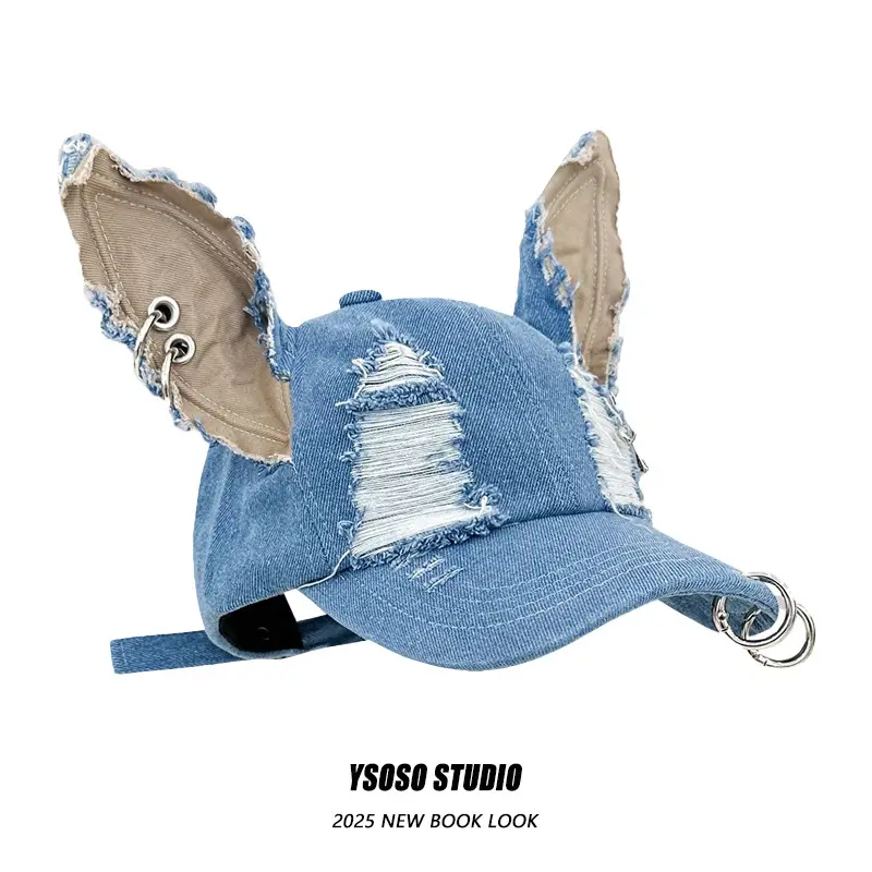 Ripped Three-Dimensional Ear Cap for Women Pink Baseball — feature 5