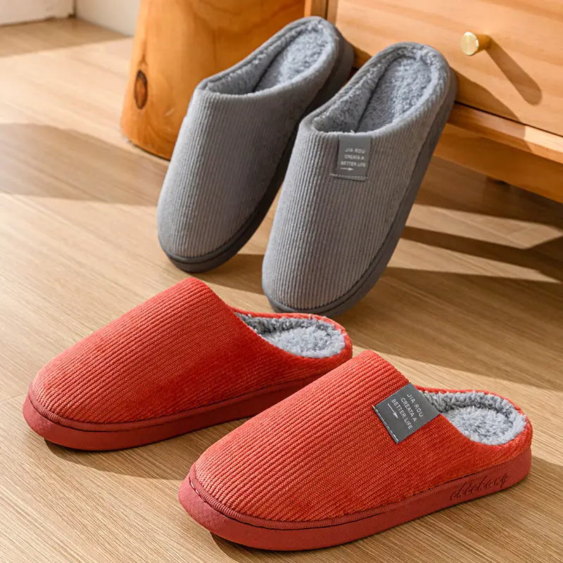 Cross-Border Thickened Warm Corduroy Cotton Slippers for Men and Women, Non-Slip Soft Bottom Home Slippers, Multi-Color Winter Customization - Image 9