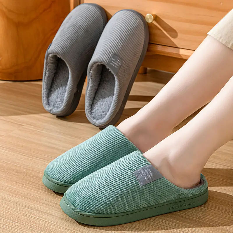 Cross-Border Thickened Warm Corduroy Cotton Slippers for Men and Women, Non-Slip Soft Bottom Home Slippers, Multi-Color Winter Customization - Image 11