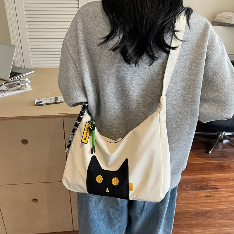 Green Cat Print Crossbody Bag for Women - Image 8