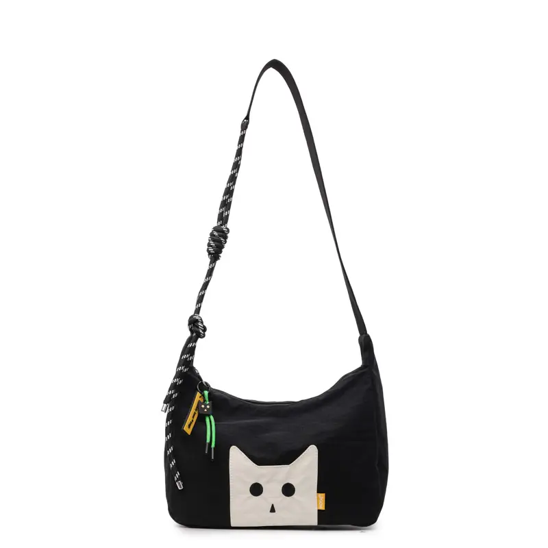 Green Cat Print Crossbody Bag for Women - Image 11