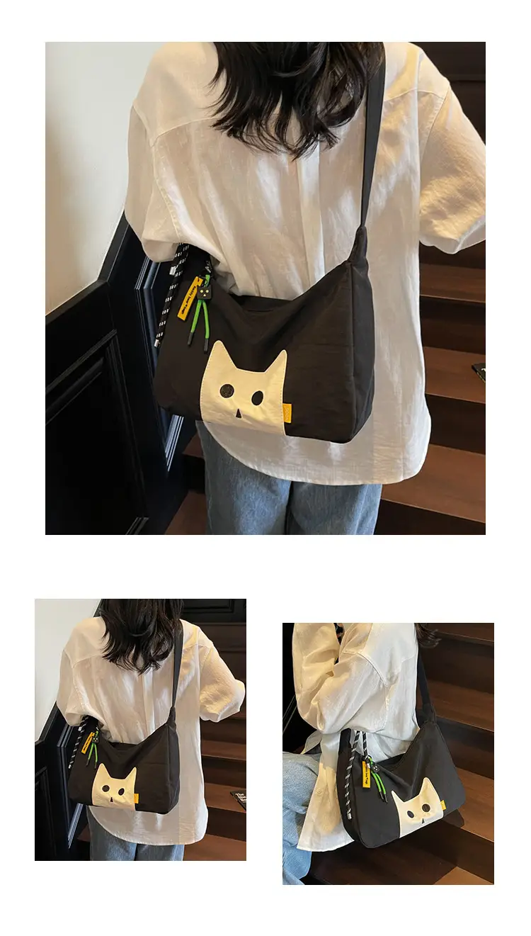 Green Cat Print Crossbody Bag for Women — feature 12