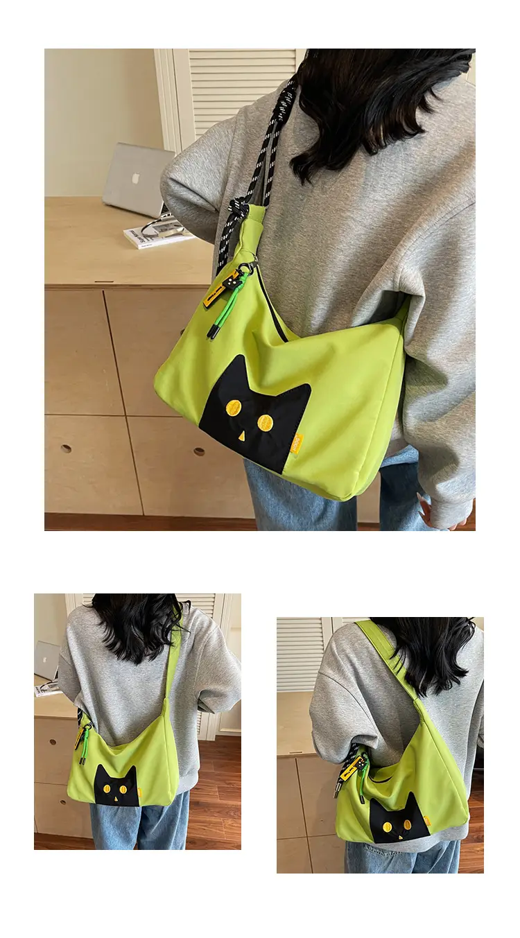 Green Cat Print Crossbody Bag for Women — feature 13