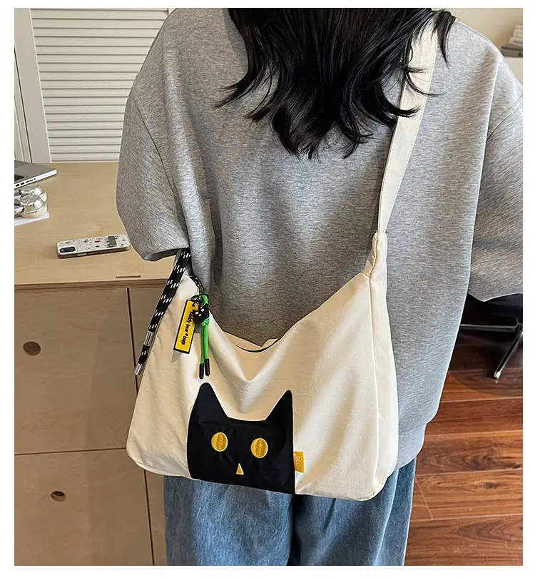 Green Cat Print Crossbody Bag for Women — feature 2