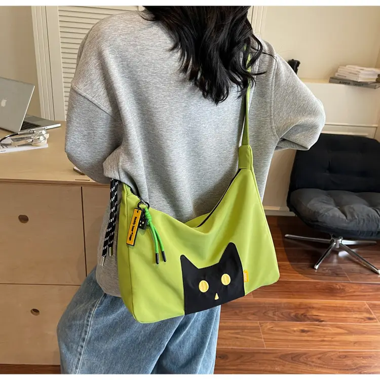 Green Cat Print Crossbody Bag for Women — feature 23