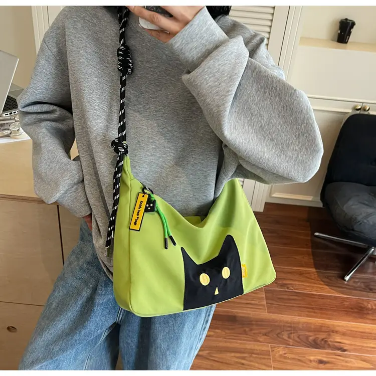 Green Cat Print Crossbody Bag for Women — feature 25