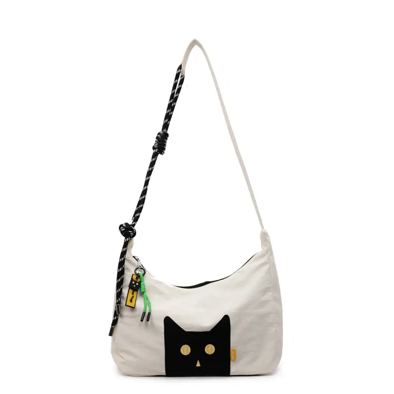 Green Cat Print Crossbody Bag for Women - Image 5