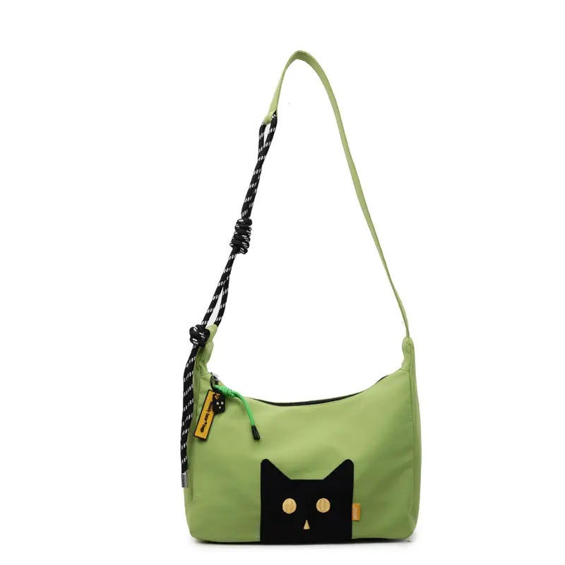 Green Cat Print Crossbody Bag for Women - Image 6