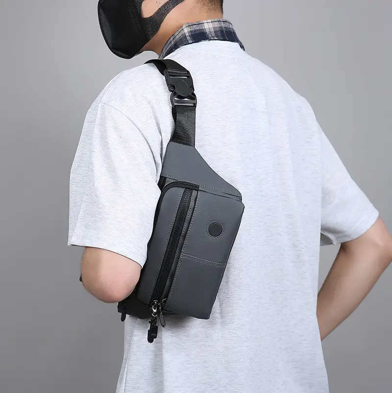 Men's Multi-Layer Crossbody Bag Black - Image 8