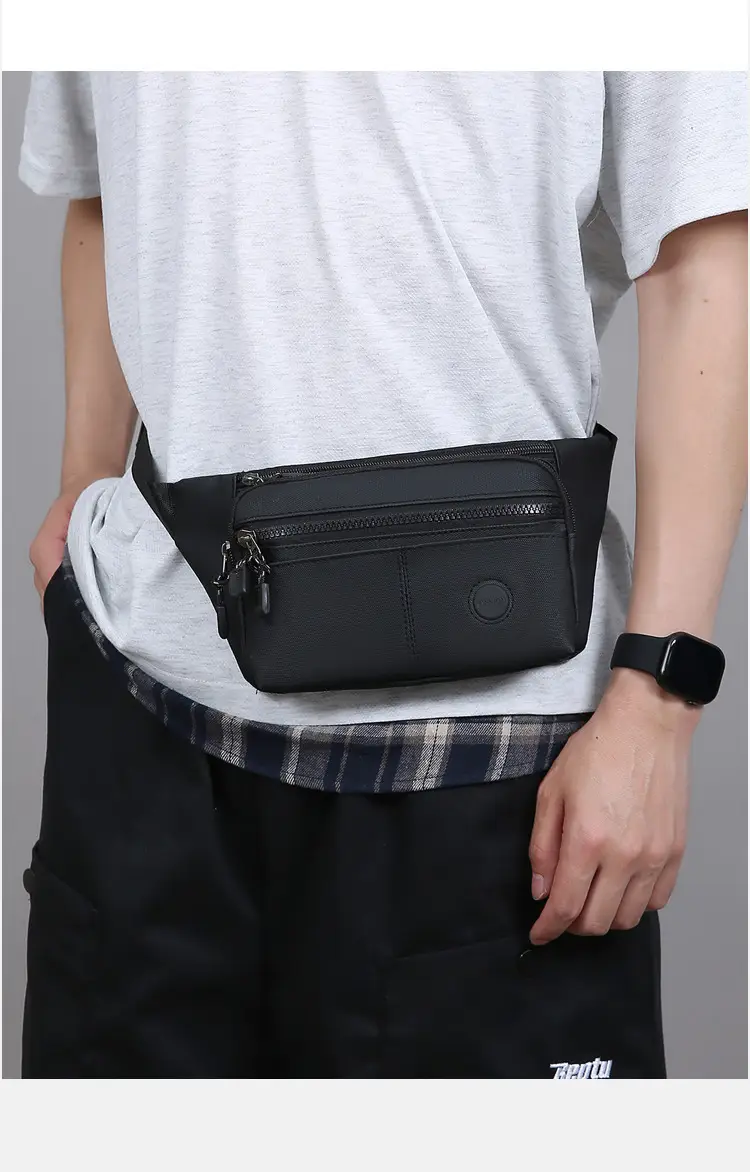Men's Multi-Layer Crossbody Bag Black — feature 28