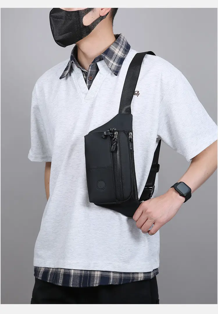 Men's Multi-Layer Crossbody Bag Black — feature 29