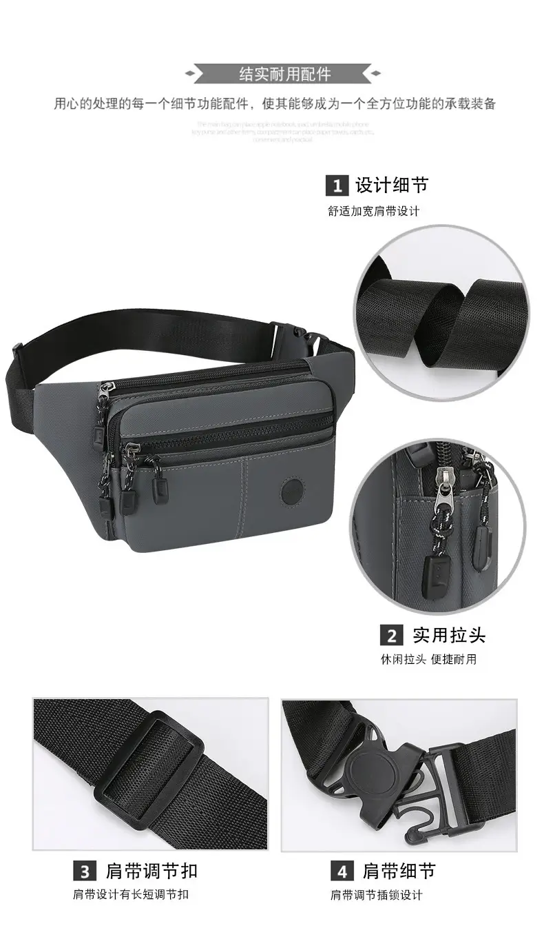 Men's Multi-Layer Crossbody Bag Black — feature 3