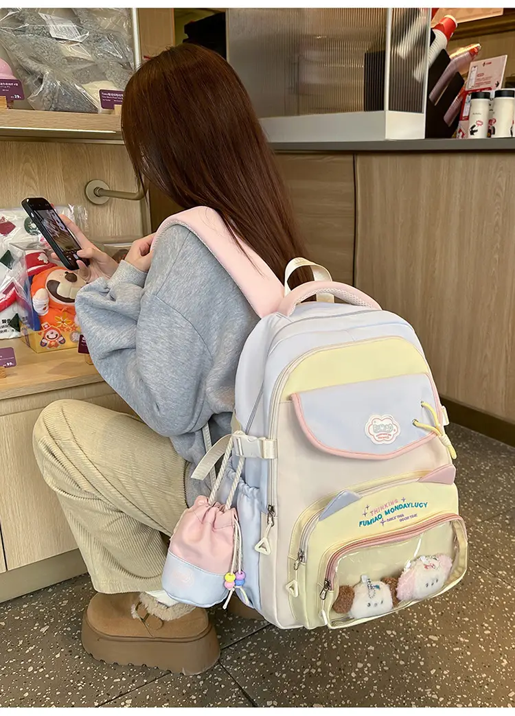 Pink Cute Student School Backpack Set with Crossbody Bag — feature 10