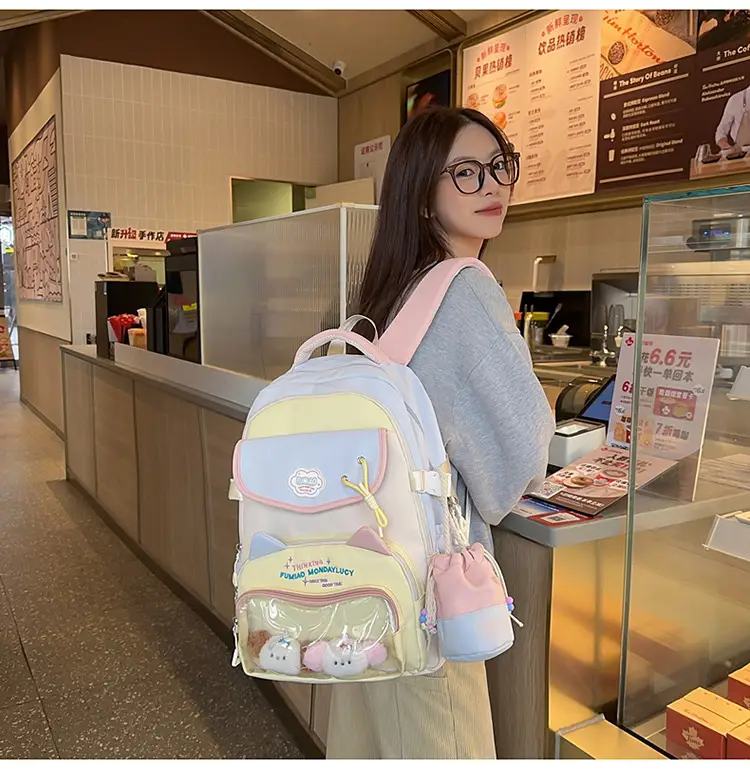 Pink Cute Student School Backpack Set with Crossbody Bag — feature 14