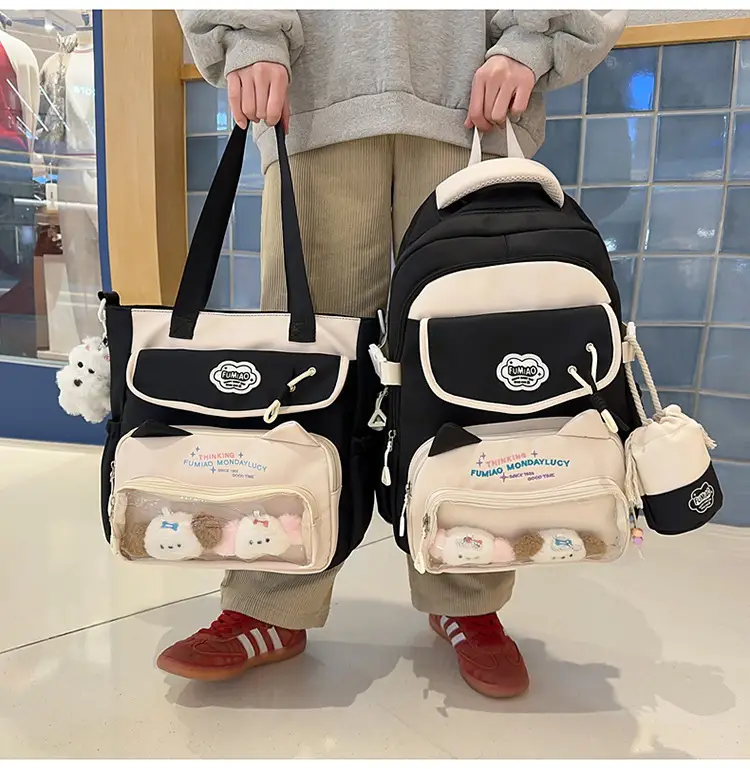 Pink Cute Student School Backpack Set with Crossbody Bag — feature 15