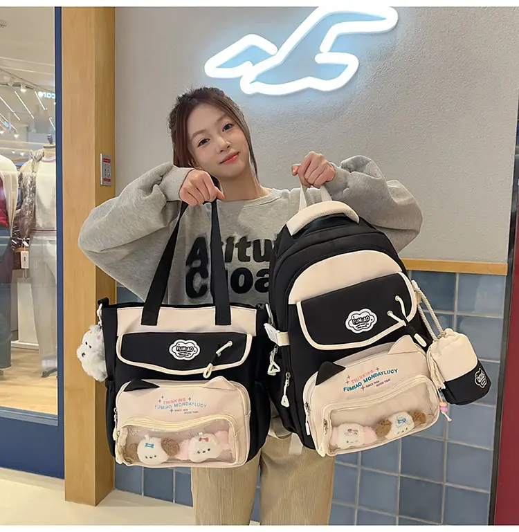 Pink Cute Student School Backpack Set with Crossbody Bag — feature 16
