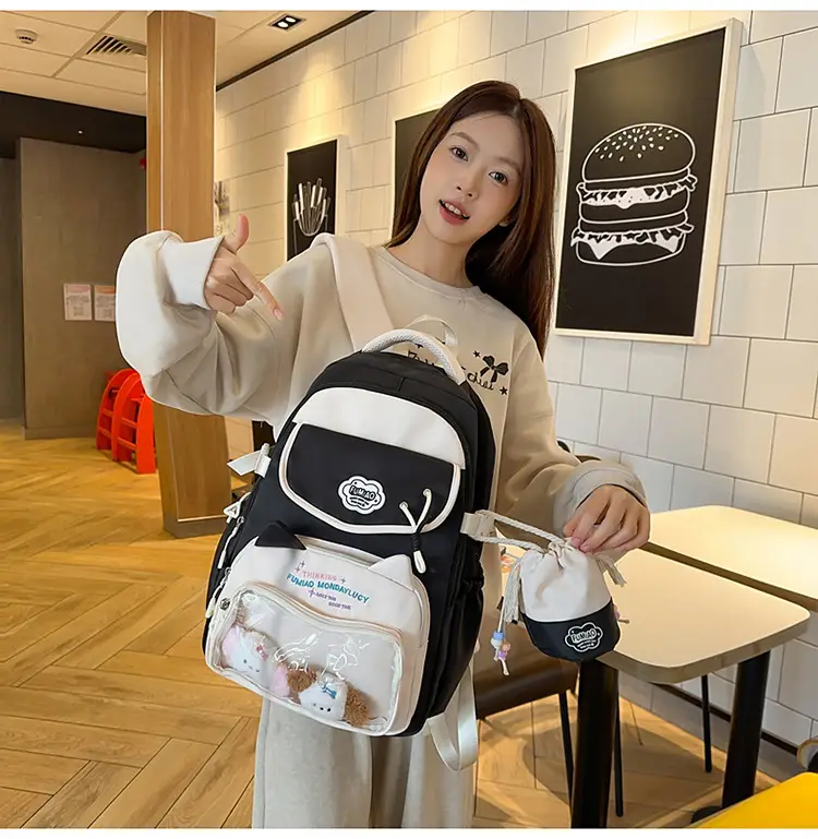 Pink Cute Student School Backpack Set with Crossbody Bag — feature 19