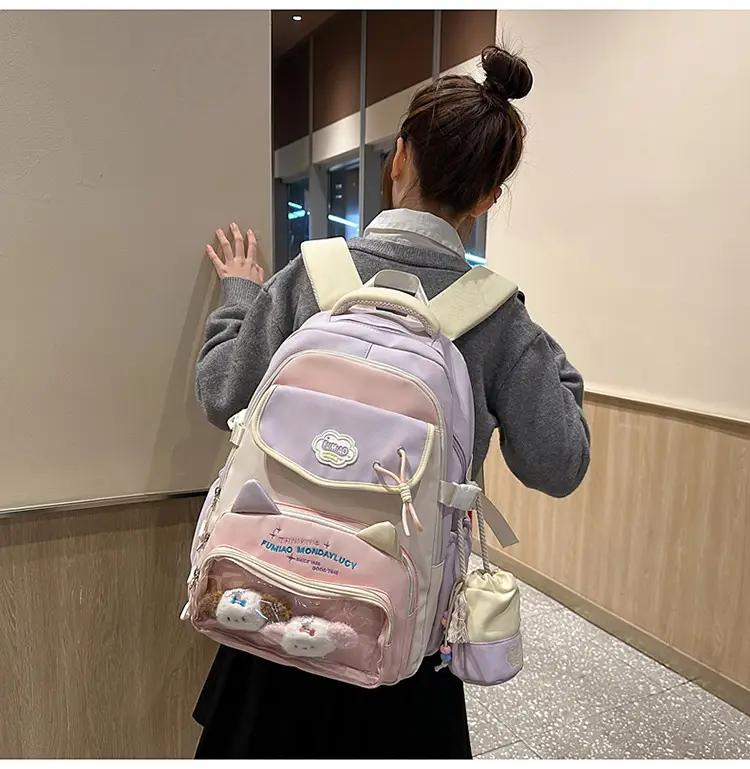 Pink Cute Student School Backpack Set with Crossbody Bag — feature 23
