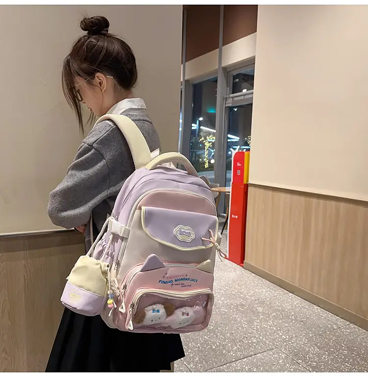 Pink Cute Student School Backpack Set with Crossbody Bag — feature 26