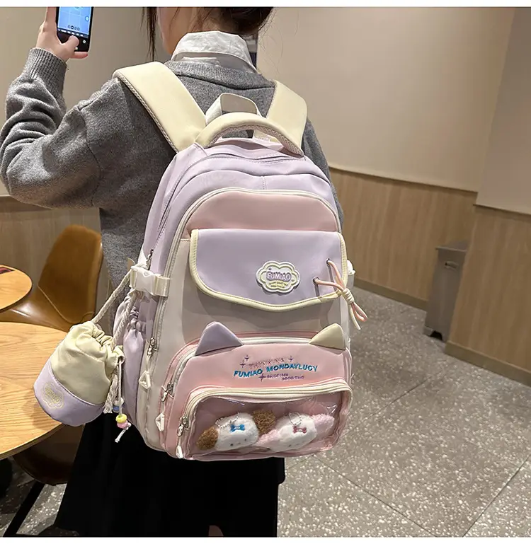 Pink Cute Student School Backpack Set with Crossbody Bag — feature 27