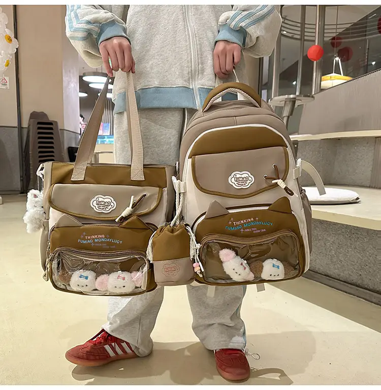 Pink Cute Student School Backpack Set with Crossbody Bag — feature 28