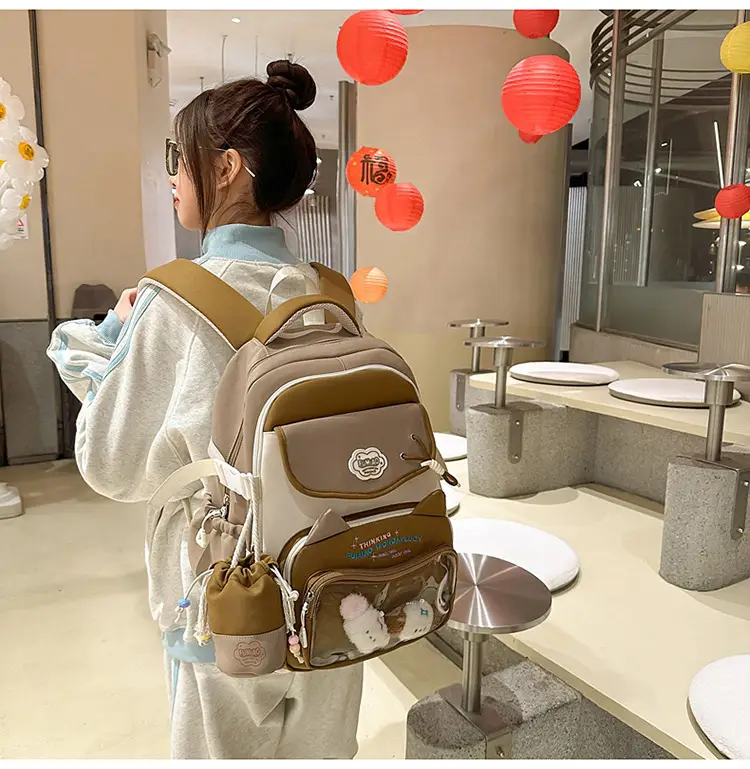 Pink Cute Student School Backpack Set with Crossbody Bag — feature 29