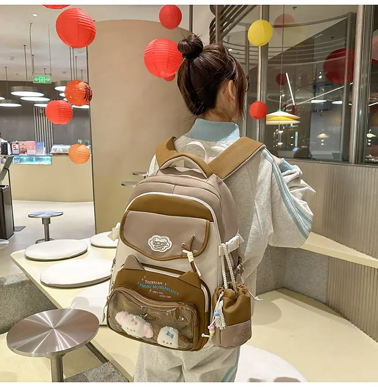 Pink Cute Student School Backpack Set with Crossbody Bag — feature 31