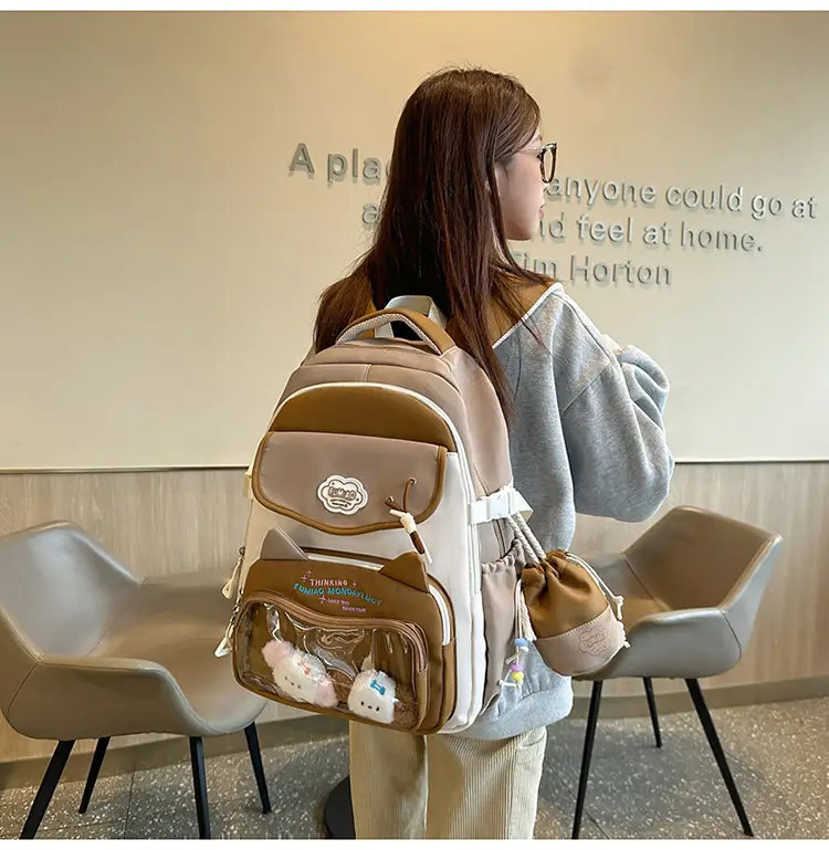 Pink Cute Student School Backpack Set with Crossbody Bag — feature 32
