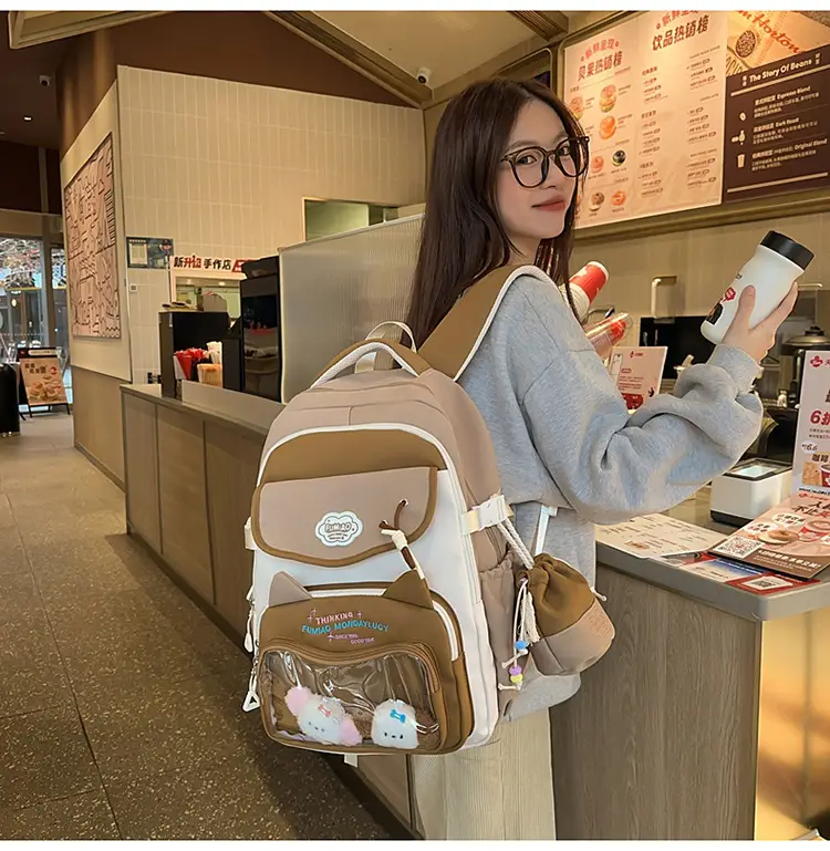 Pink Cute Student School Backpack Set with Crossbody Bag — feature 33