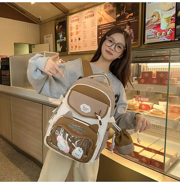 Pink Cute Student School Backpack Set with Crossbody Bag — feature 34