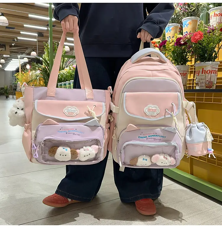 Pink Cute Student School Backpack Set with Crossbody Bag — feature 35