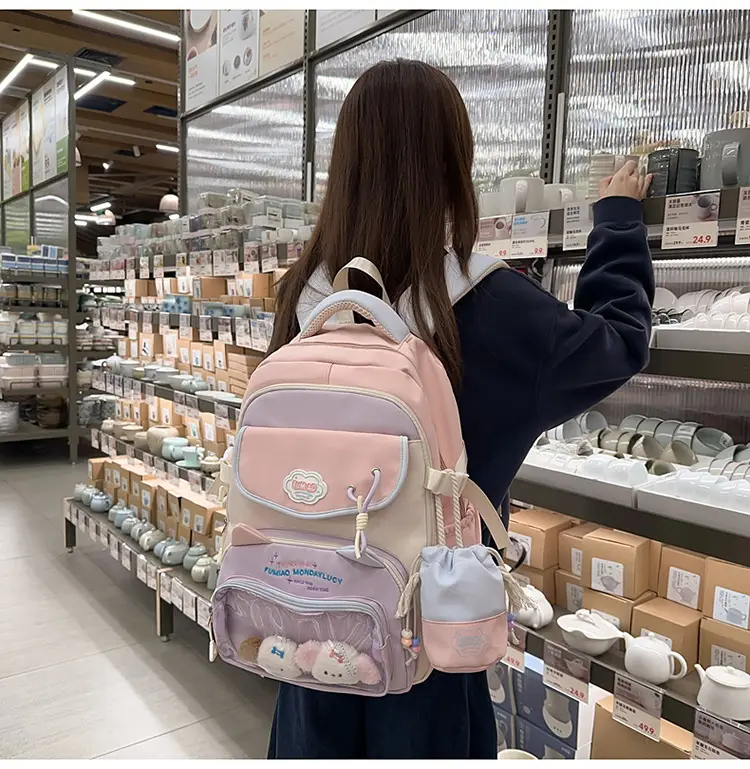 Pink Cute Student School Backpack Set with Crossbody Bag — feature 37