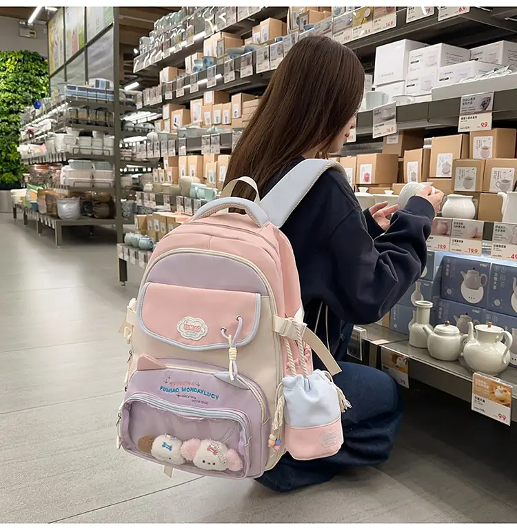 Pink Cute Student School Backpack Set with Crossbody Bag — feature 38