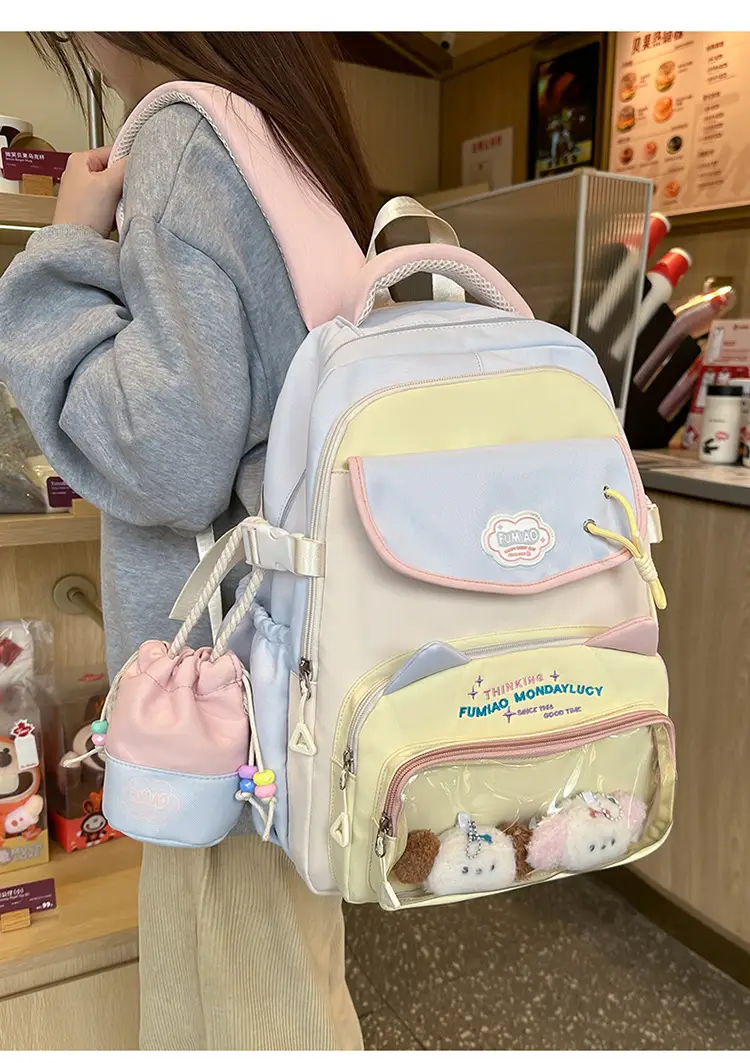Pink Cute Student School Backpack Set with Crossbody Bag — feature 9