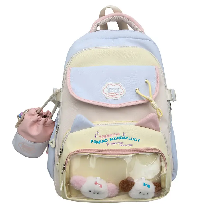 Pink Cute Student School Backpack Set with Crossbody Bag - Image 4