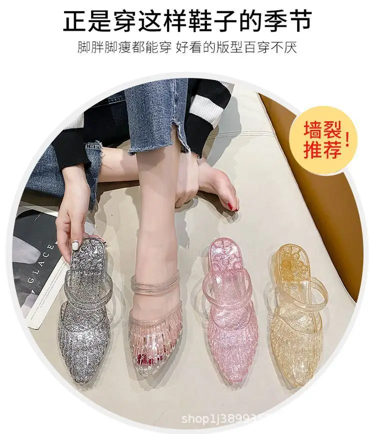 Women's Half-Slip Crystal Slippers for Summer, Non-Slip Outdoor Sandals, New Style Sandals, Women's Slippers Wholesale — feature 5