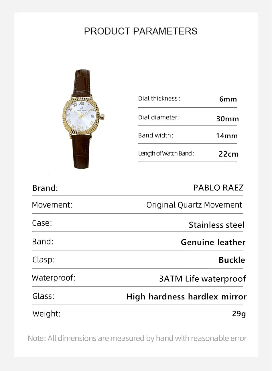 Women's Gold Plated Watch with Brown Leather Strap — feature 21