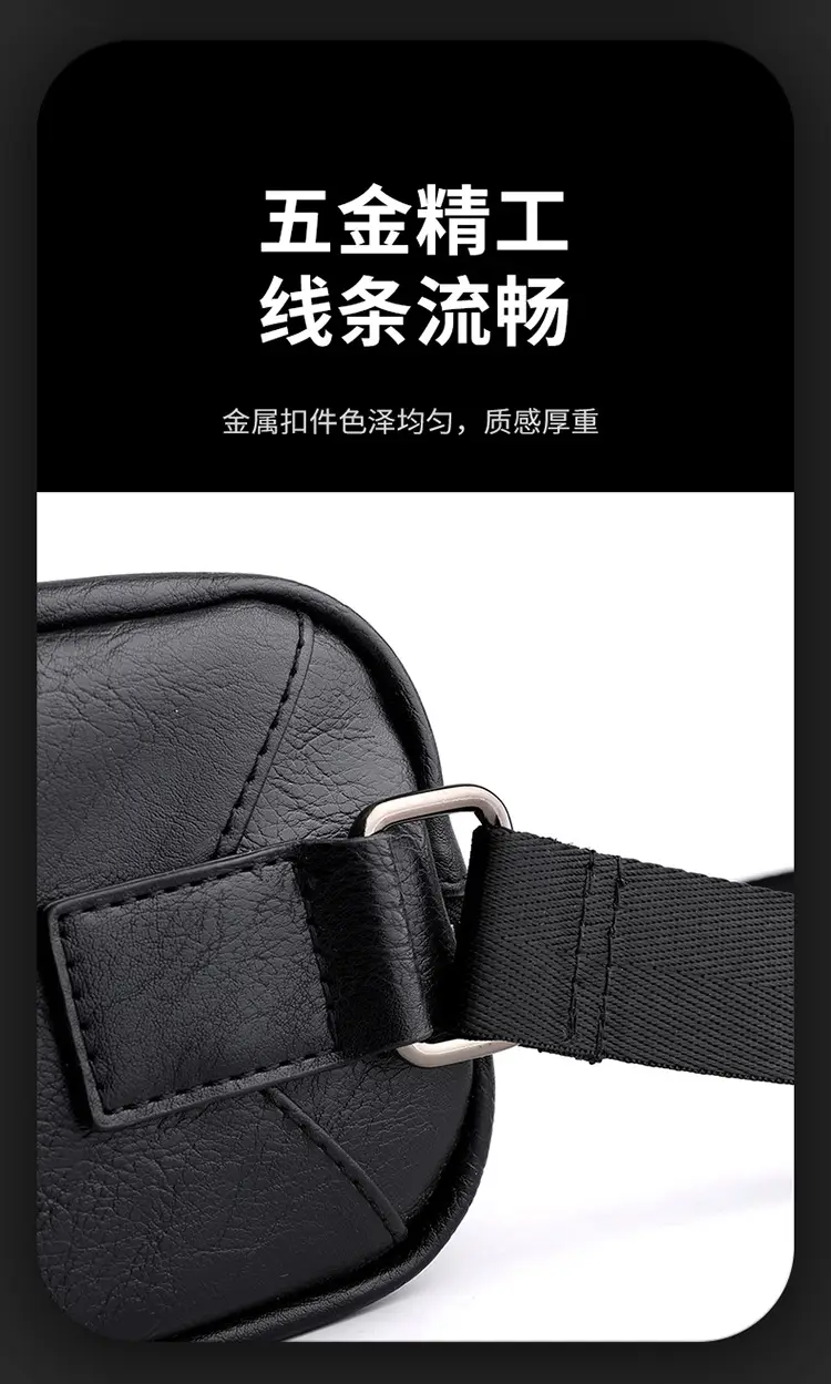 New Men's Lightweight Leather Crossbody Bag Black — feature 10