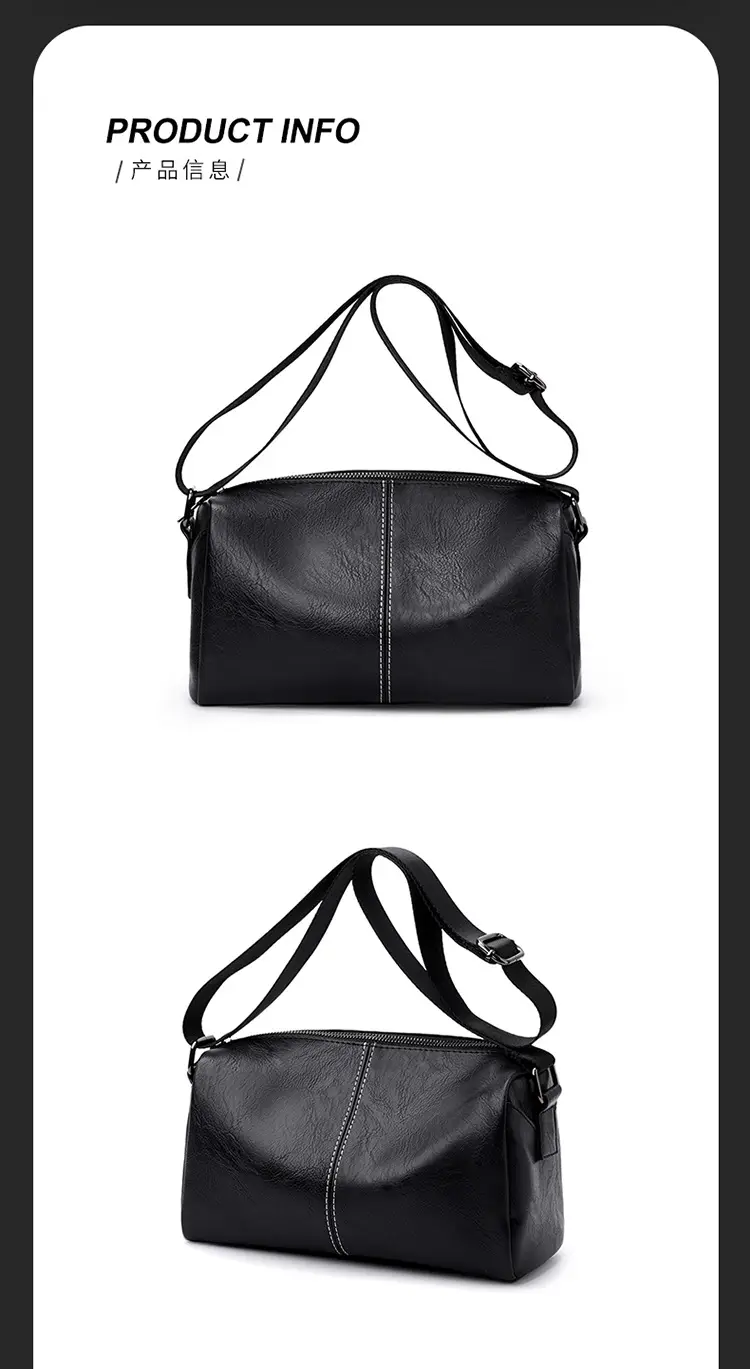 New Men's Lightweight Leather Crossbody Bag Black — feature 21