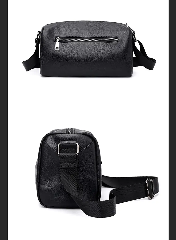New Men's Lightweight Leather Crossbody Bag Black — feature 22