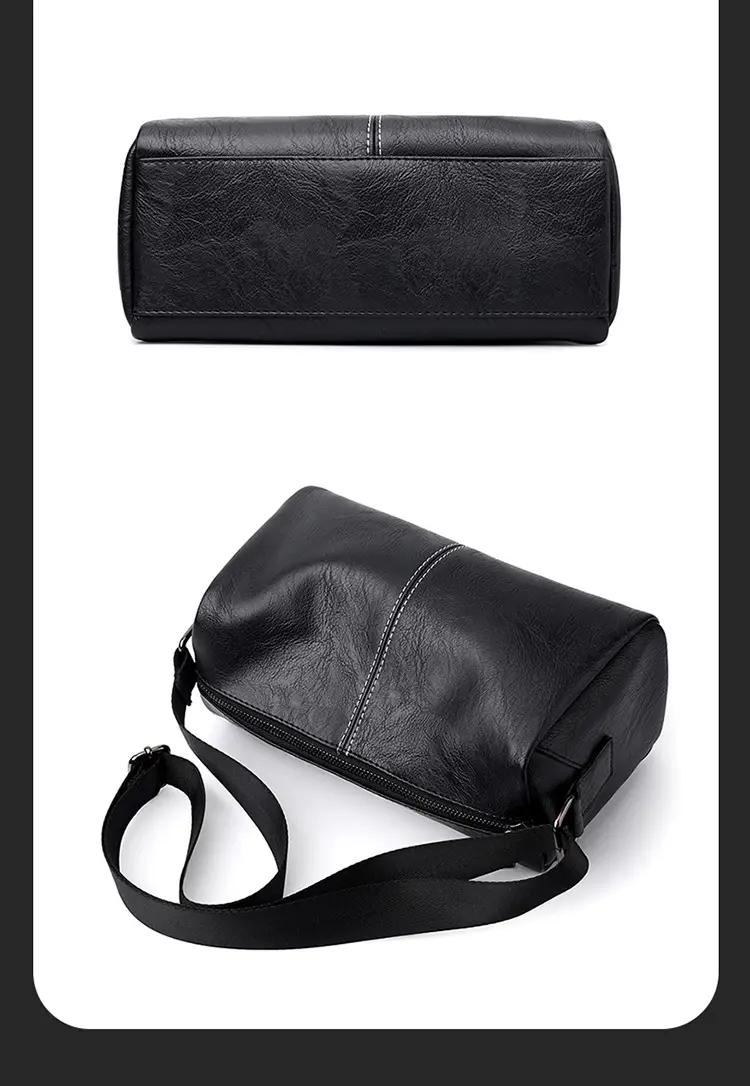 New Men's Lightweight Leather Crossbody Bag Black — feature 23