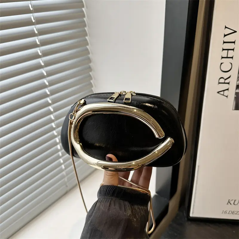 Classic Round Crossbody Clutch for Women in Red Black Brown Pink & Clear - Image 7