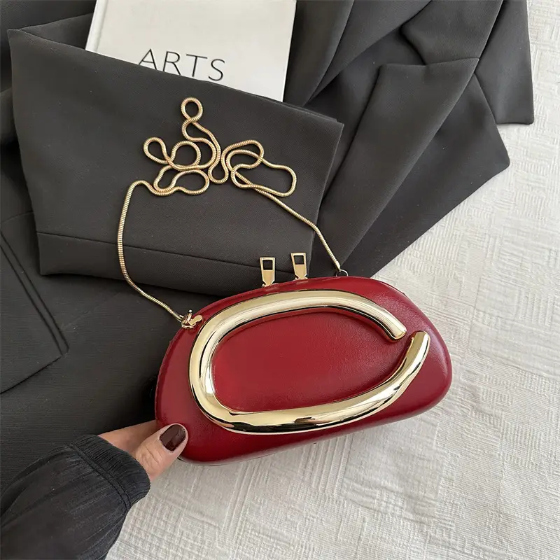 Classic Round Crossbody Clutch for Women in Red Black Brown Pink & Clear - Image 3