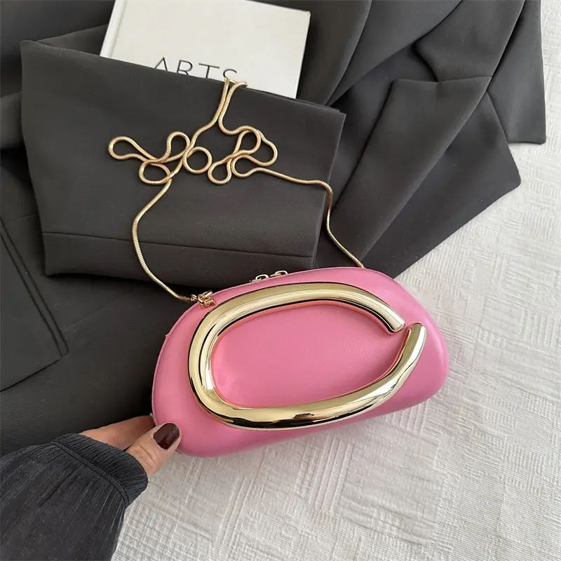 Classic Round Crossbody Clutch for Women in Red Black Brown Pink & Clear - Image 4