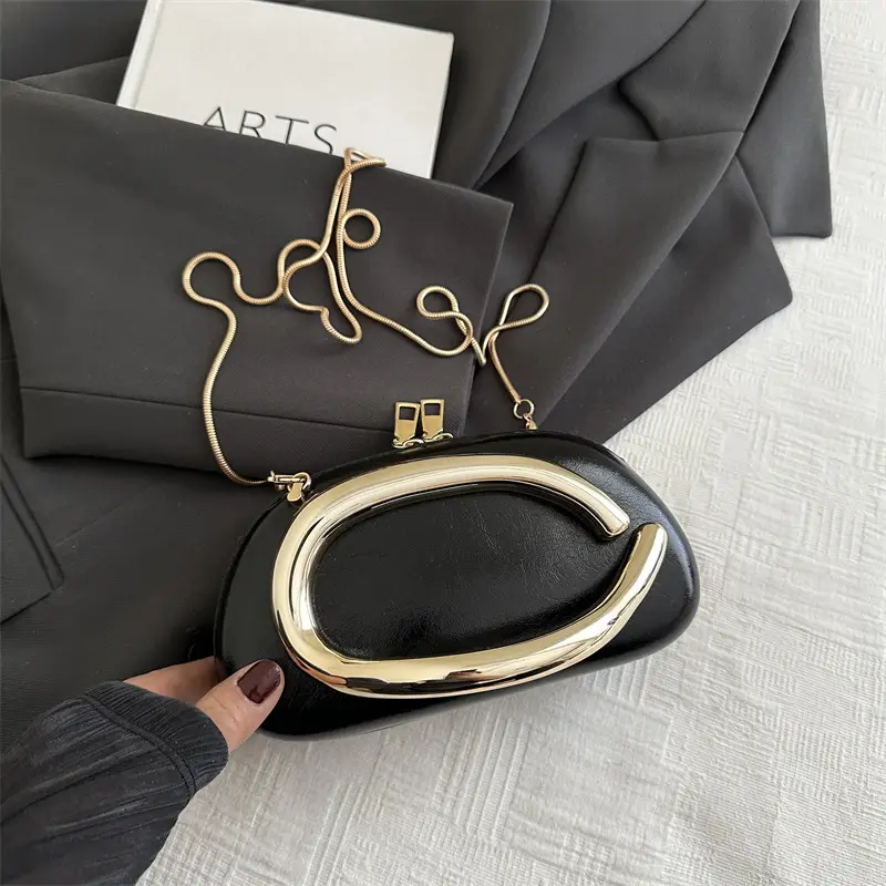 Classic Round Crossbody Clutch for Women in Red Black Brown Pink & Clear - Image 5