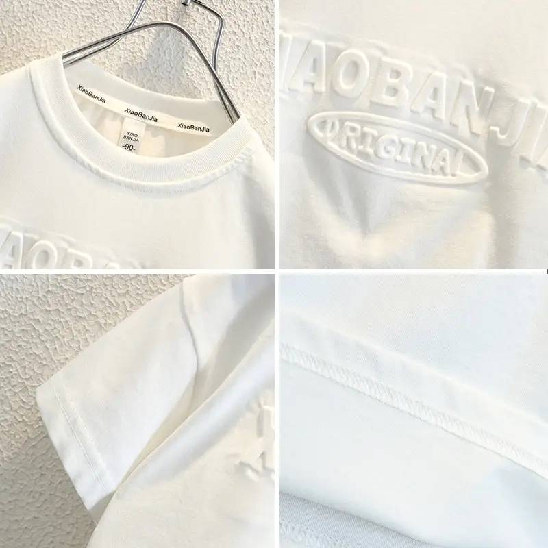 Boys White Short Sleeve T-Shirt Set Summer Wear - Image 5