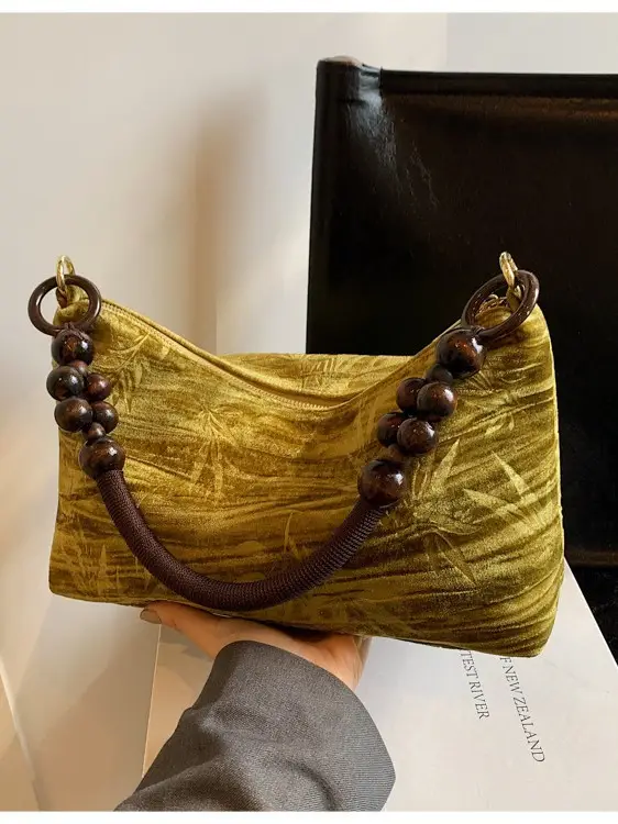Retro Beaded Shoulder Bag for Women 2026