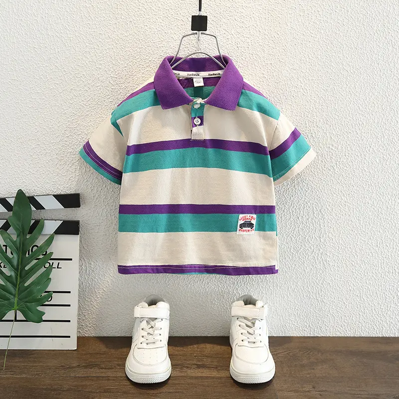 Boys Striped Polo Shirt Medium Large 2025 - Image 2