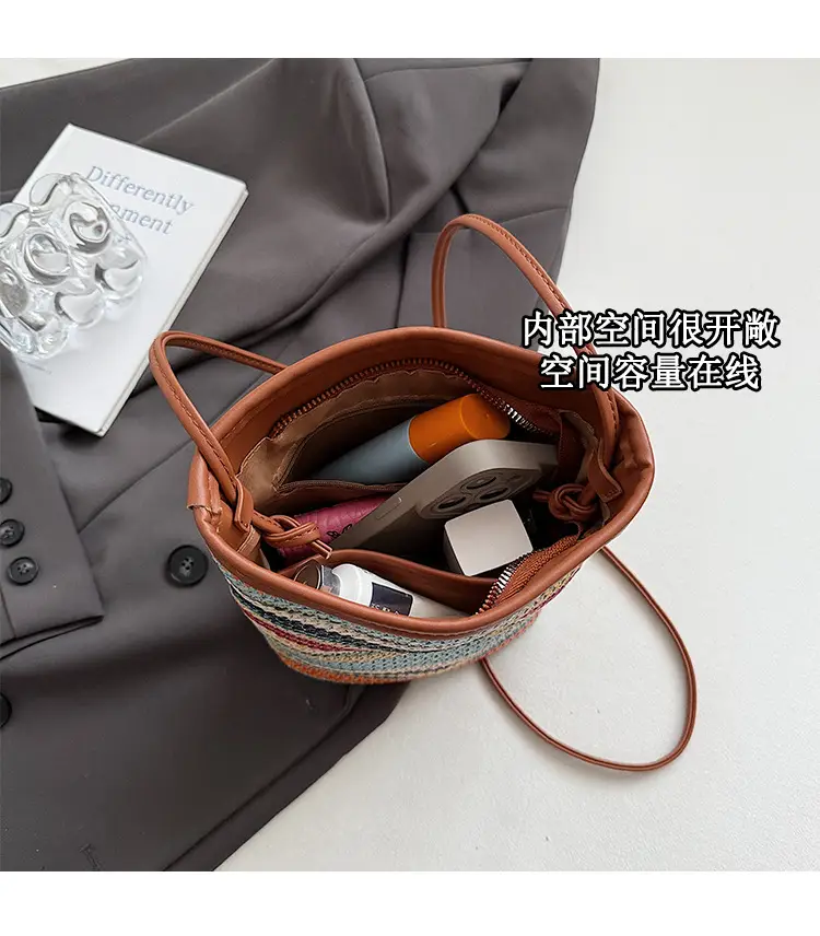 Retro Rainbow Woven Shoulder Bag for Women — feature 10