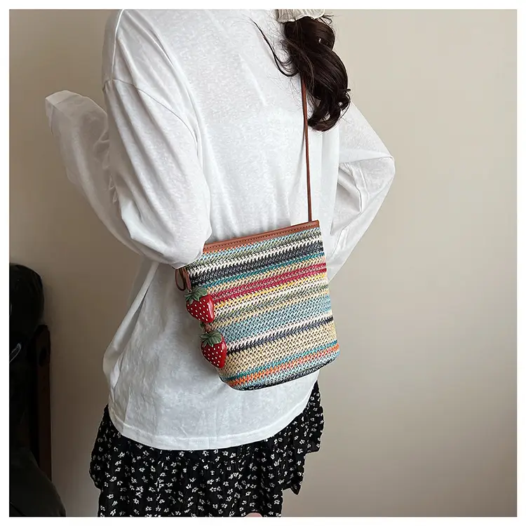 Retro Rainbow Woven Shoulder Bag for Women — feature 23